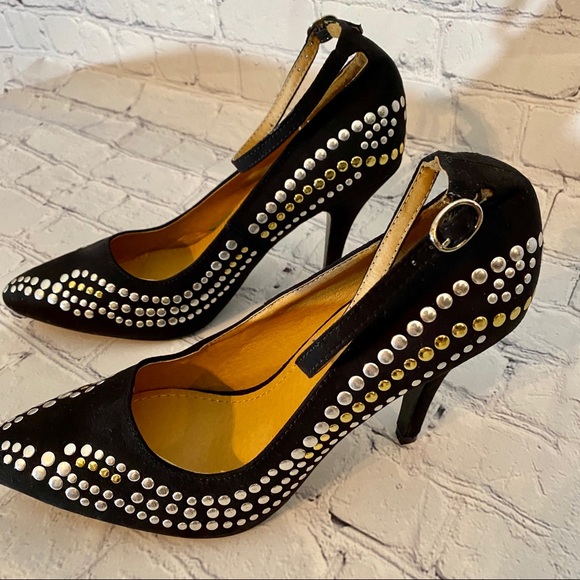 Leuven alexander Shoes - LEUVEN ALEXANDER FIENE BLACK STUDDED ANKLE PUMP